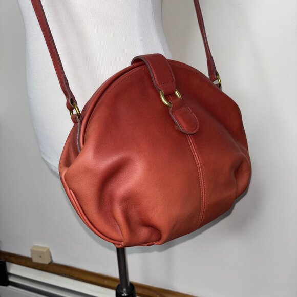 Coach Vintage Laurel Reddish Brown Leather Framed Clam Shell Shoulder Bag Purse - Picture 1 of 15